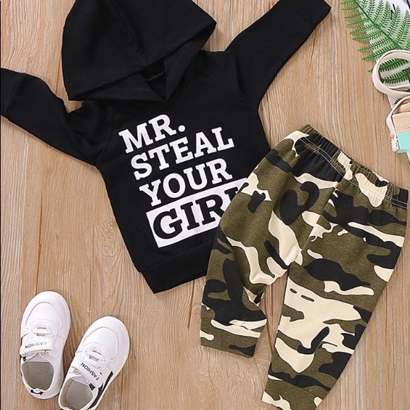 NWT MR STEAL YOUR GIRL Print Hoodie and Camo Pants Set multiple sizes av… - Picture 6 of 8